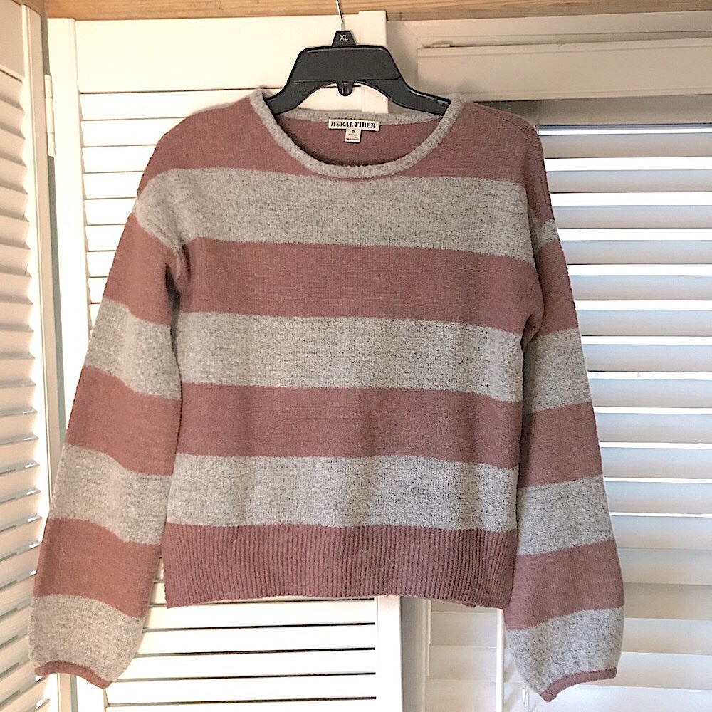 Pink and Grey Striped Sweatet
